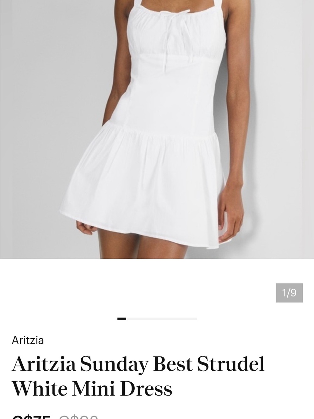White Square-Neck Mini Dress with Tie Detail - Picture 5 of 5